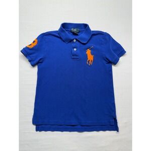 Polo Ralph‎ Lauren Big Pony Polo Shirt Blue Orange Boys Size 7 Classic